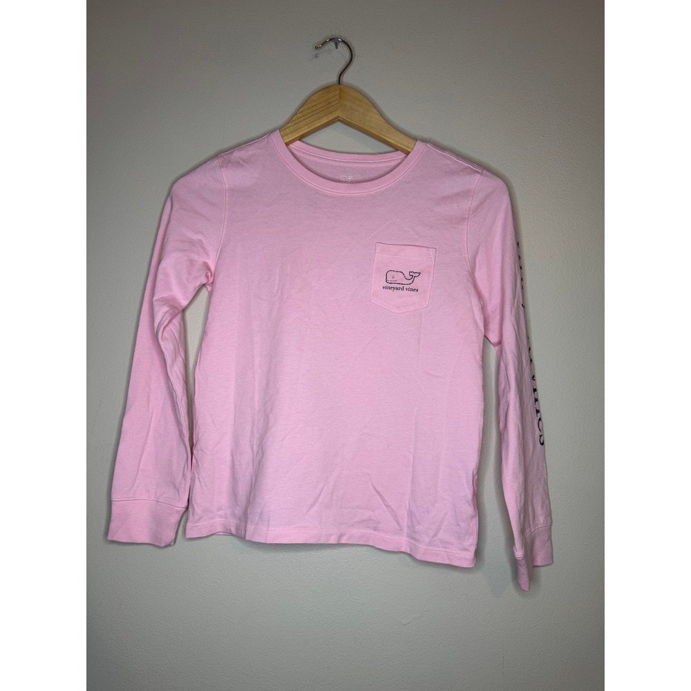 Vineyard Vines‎ Kids Pink Long Sleeve Whale Pocket T-Shirt Size S 8-10
